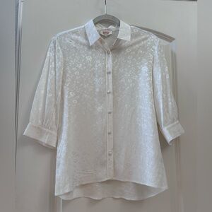 Paul & Joe Sister Silky Floral Button Down Blouse. Cottage. Victorian Romantic.